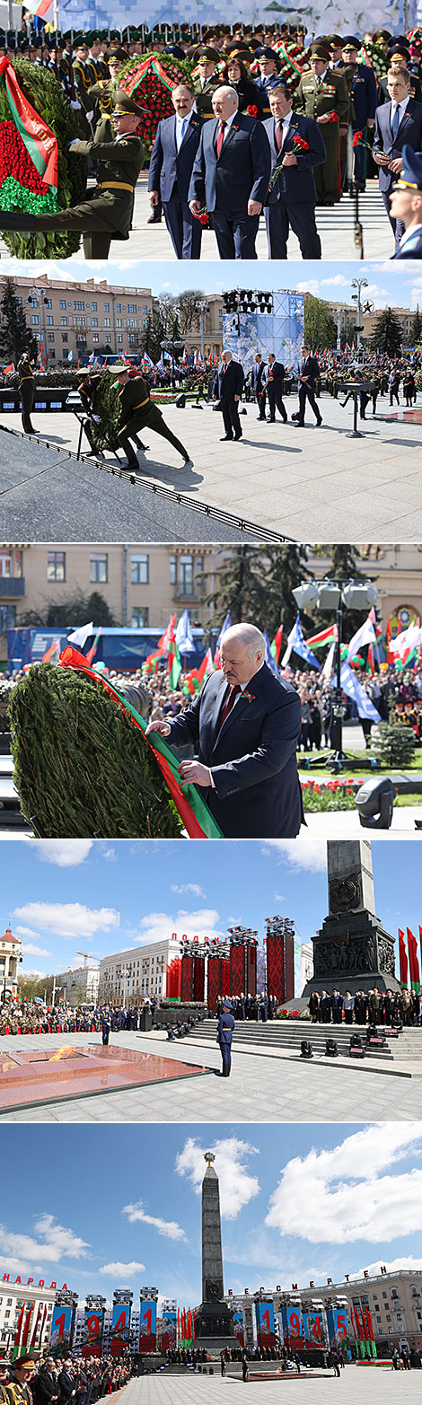 Aleksandr Lukashenko lays wreath at the Victory Monument