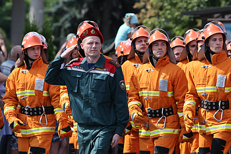 Parade of rescuers and firefighters in Minsk