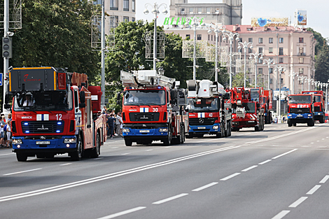 Parade of rescuers and firefighters in Minsk