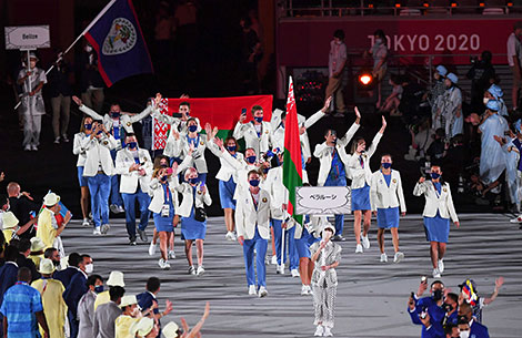 Белорусская делегация на церемонии открытия Олимпиады в Токио