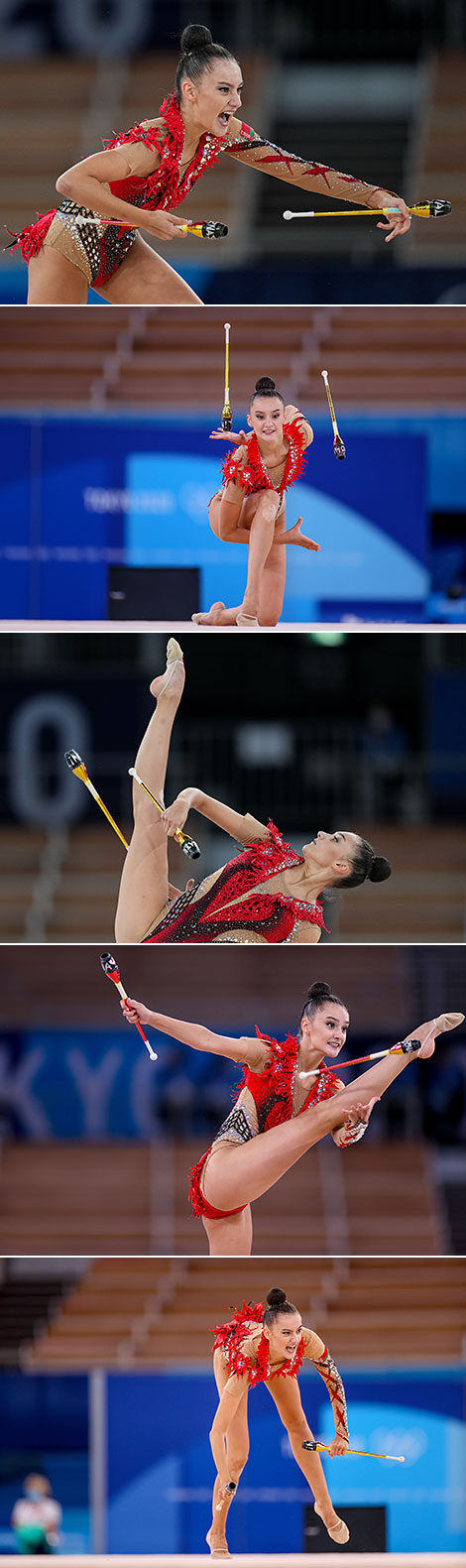 Alina Harnasko while the clubs routine