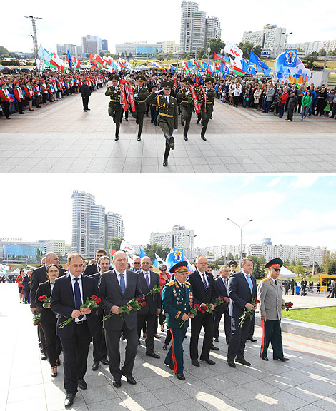Ceremony of laying wreaths at the Minsk Hero City memorial
