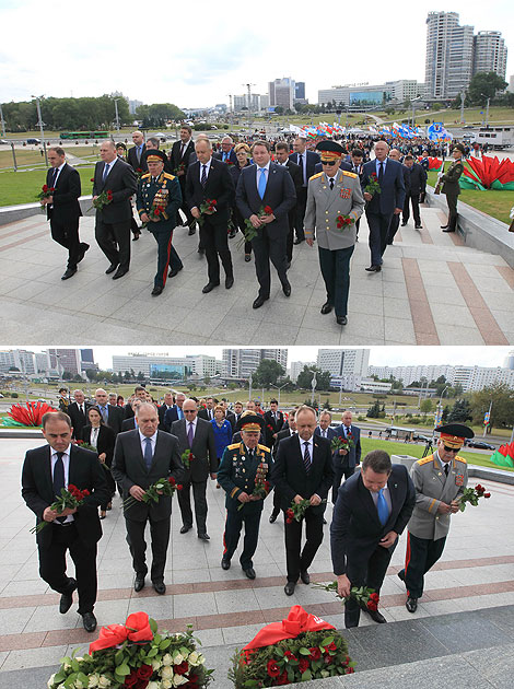 Ceremony of laying wreaths at the Minsk Hero City memorial