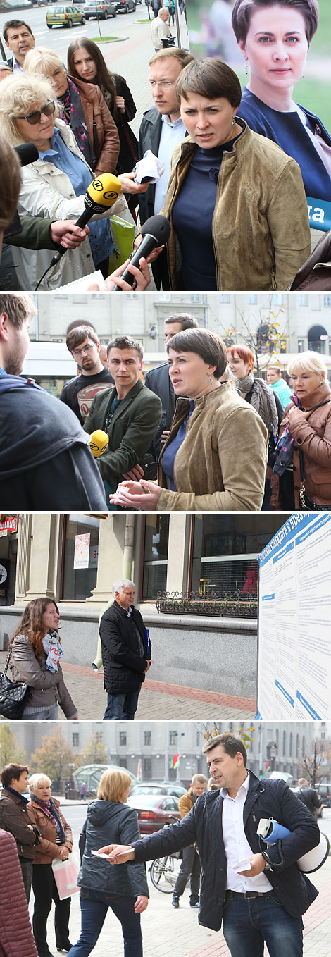 Tatiana Korotkevich partakes in the pre-election picketing in Minsk