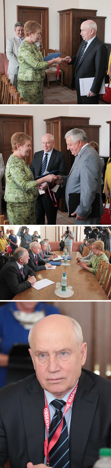 Chairwoman of Belarus’ Central Election Commission Lidia Yermoshina and head of the CIS election observation mission Sergei Lebedev