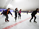 First visitors to the ice rink near the Palace of Sports in Minsk