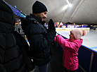 First visitors to the ice rink near the Palace of Sports in Minsk