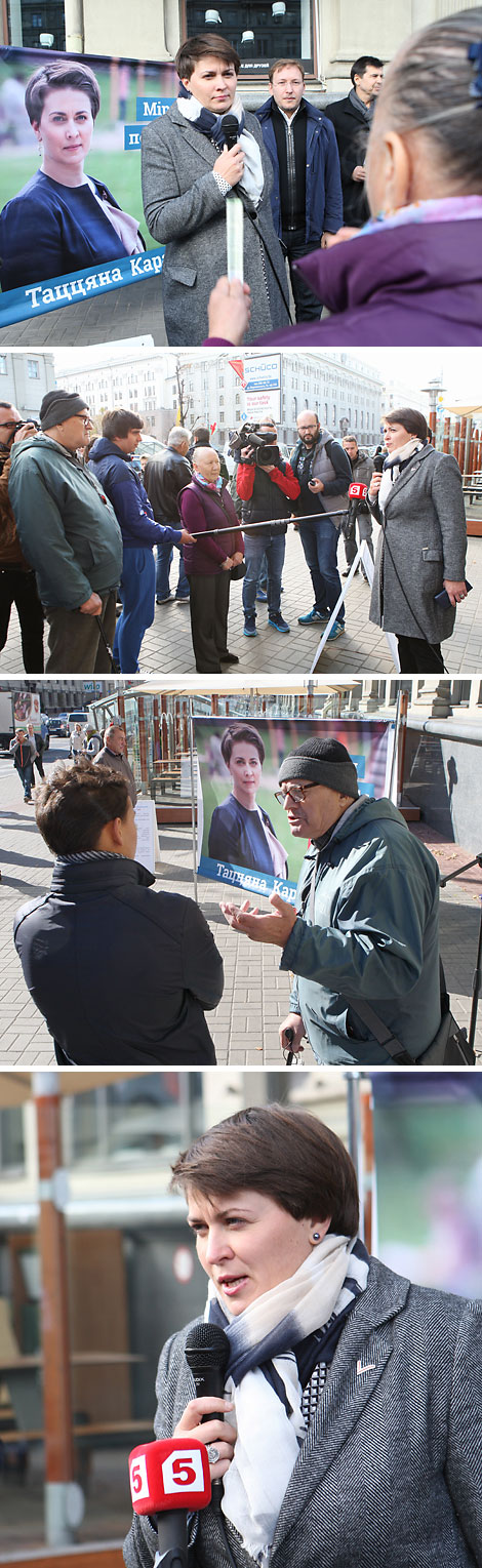 Tatiana Korotkevich partakes in the pre-election picketing in Minsk