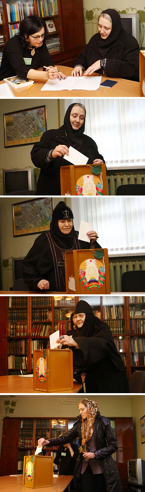 Nuns and novices of the Grodno convent of the Saint Nativity of the Blessed Virgin take part in the voting process