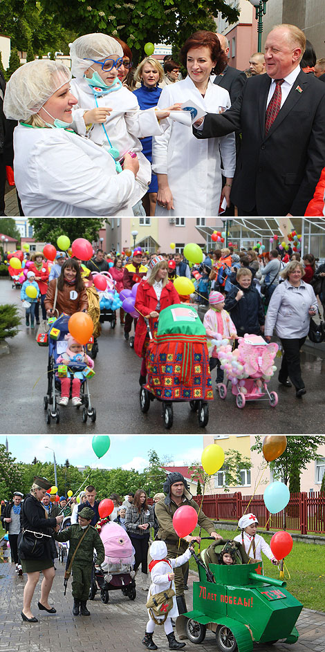 Першае дэфіле з дзіцячымі каляскамі ў Гродне