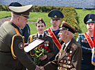A small parade in honor of the veteran of the Great Patriotic War and the fire service Andrei Moiseyev on the Buinichi Field Memorial