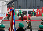 A ceremonial march of the guard of honor company at the end of the ceremony 