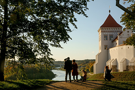 Old Castle of Grodno in the rays of the setting sun