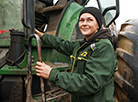 Yekaterina Bezik, a tractor driver in OAO Belovezhsky, Kamenets District 