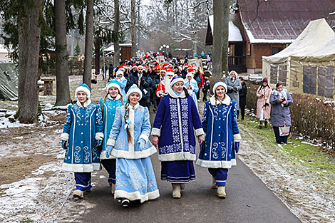 Welcome ceremony for Snow Maiden in Belovezhskaya Pushcha