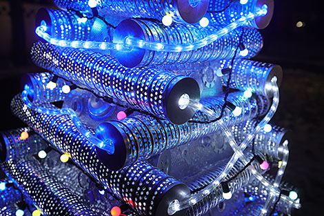 Alley of creative New Year trees in Grodno