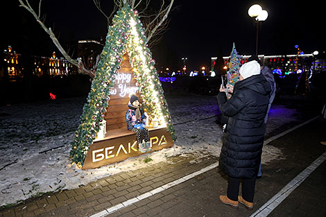 Alley of creative New Year trees in Grodno