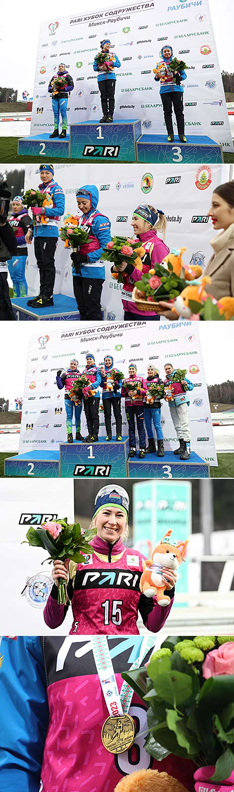 Ceremony to award the winners of the women's 7.5km sprint
