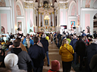 Easter Vigil Midnight Mass in the main Catholic church of Minsk