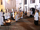 Easter Vigil Midnight Mass in the main Catholic church of Minsk