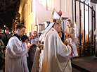 Easter Vigil Midnight Mass in the main Catholic church of Minsk