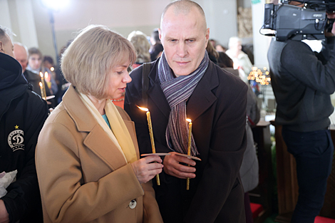 Easter Vigil Midnight Mass in the main Catholic church of Minsk