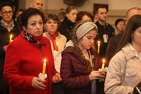Easter Vigil Midnight Mass in the Farny Church in Grodno 