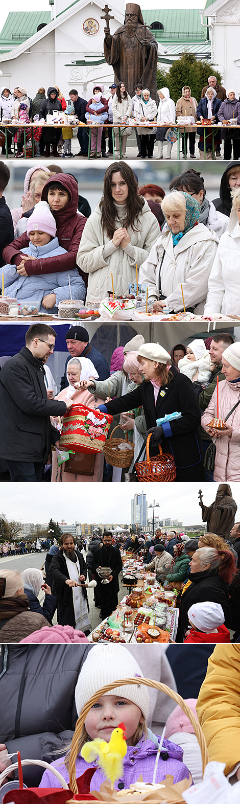 明斯克圣周六：东正教徒祝圣复活节蛋糕