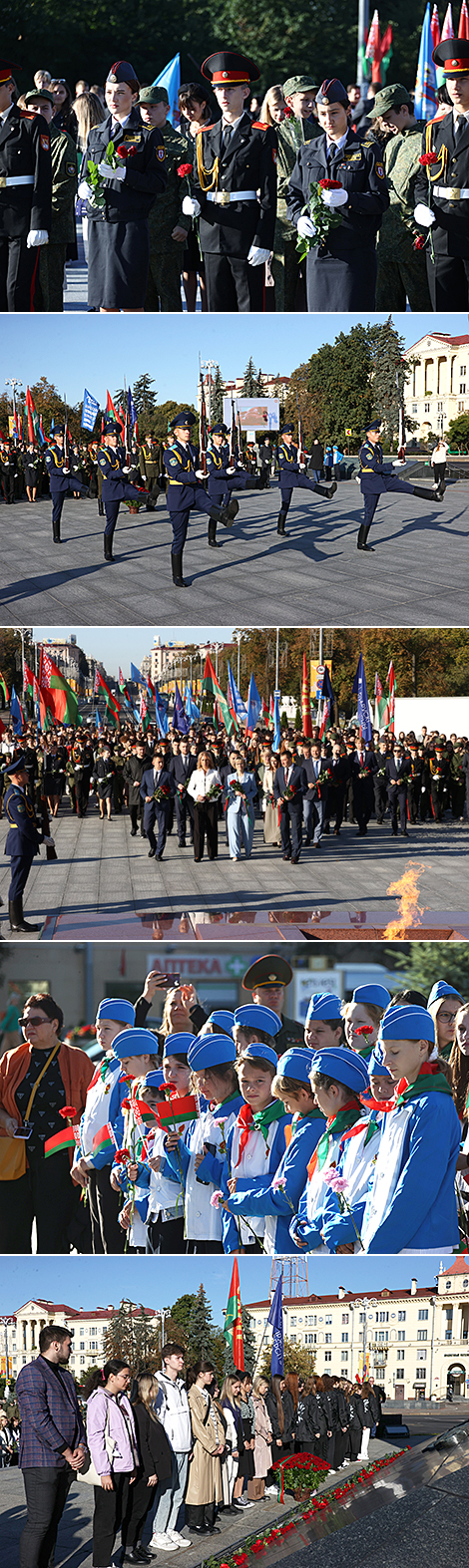 Молодежные делегации возложили цветы к монументу Победы в Минске