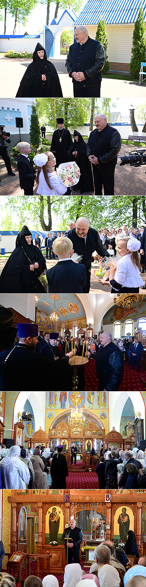 Аляксандр Лукашэнка сустрэў Вялікдзень у манастырскім храме ў Оршы