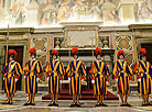 Alexander Lukashenko is greeted in St Damaso Courtyard