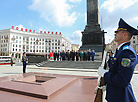 Delegates of the Belarusian People's Congress lay flowers at Victory Memorial in Minsk