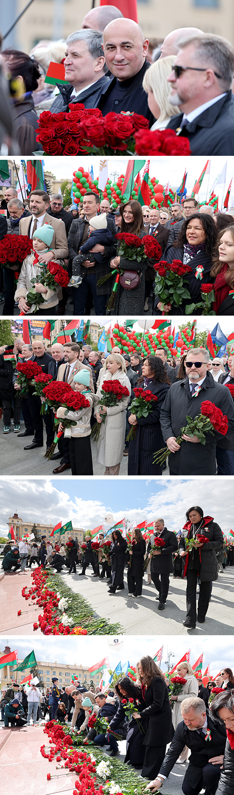 Flower ceremony on Victory Square in Minsk