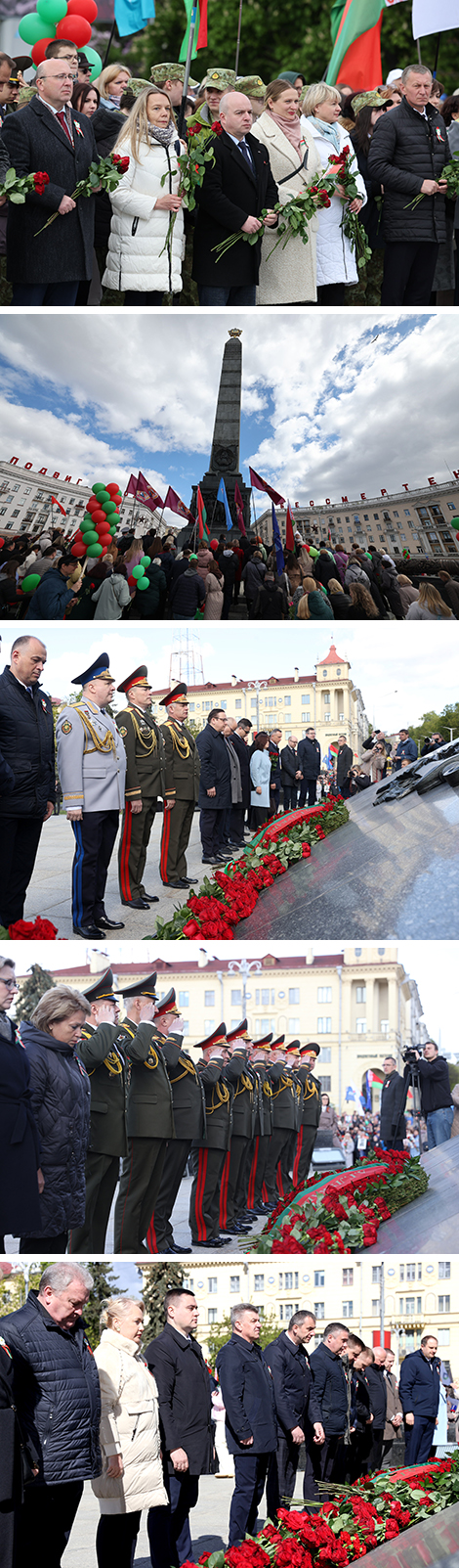 Flower ceremony on Victory Square in Minsk