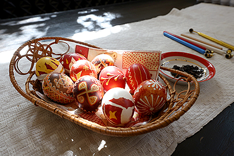 Painted eggs at the Museum of Belarusian Folk Art in Raubichi