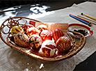 Painted eggs at the Museum of Belarusian Folk Art in Raubichi