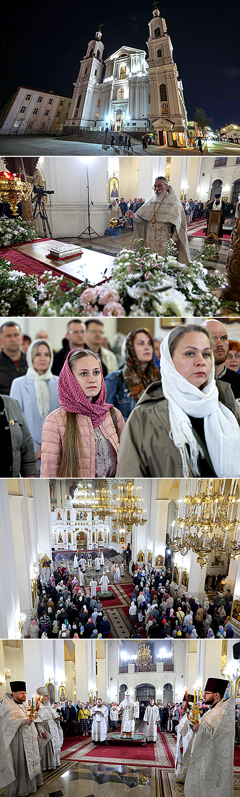Пасхальное богослужение в Свято-Успенском кафедральном соборе Витебска