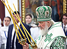 His Holiness Patriarch Kirill of Moscow and All Russia during a divine service