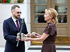 School No.4 Director Natalya Malyarevich receives a symbolic key