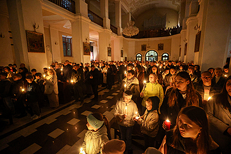 Divine service at the Church of the Exaltation of the Holy Cross in Brest