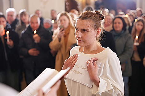 Divine service at Cathedral of Saint Virgin Mary in Minsk