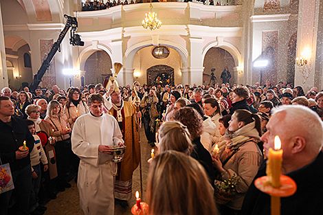 Divine service at Cathedral of Saint Virgin Mary in Minsk