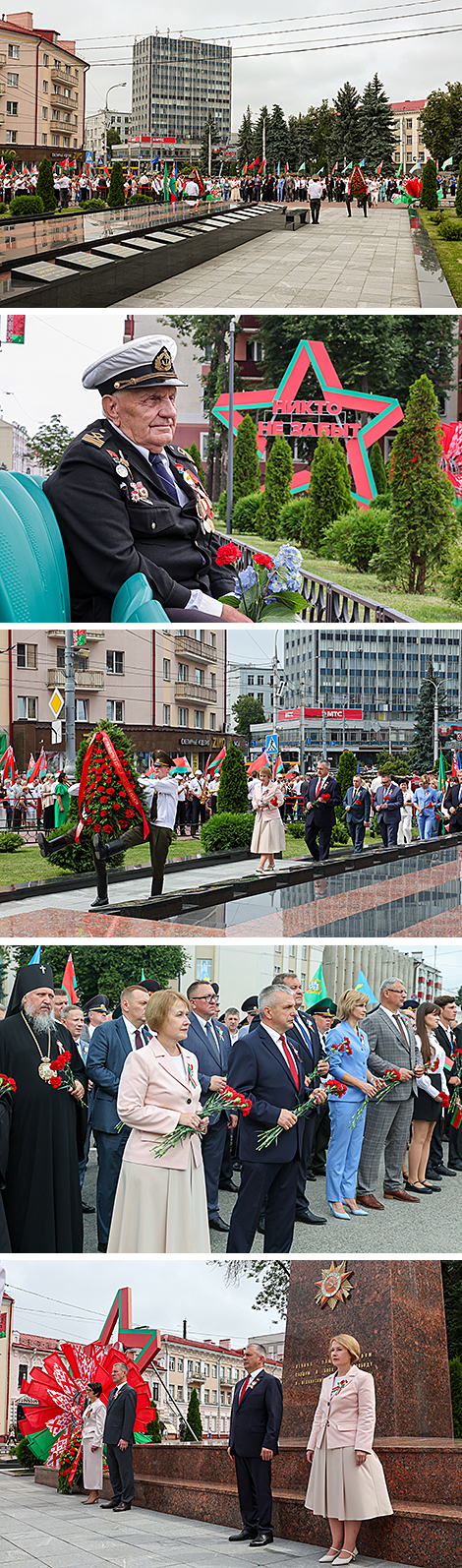 Народное возложение к братской могиле воинов и подпольщиков в Гомеле