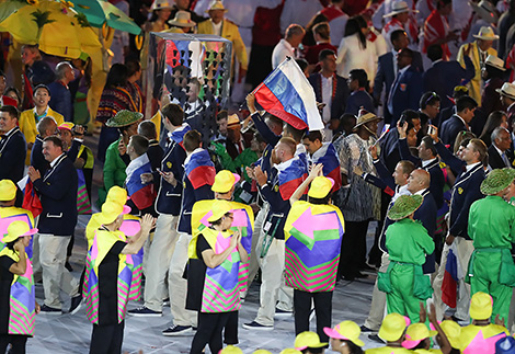 Team Russia at the opening ceremony of the 2016 Olympic Games