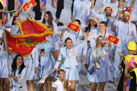 Team Montenegro at the opening ceremony of the 2016 Olympic Games
