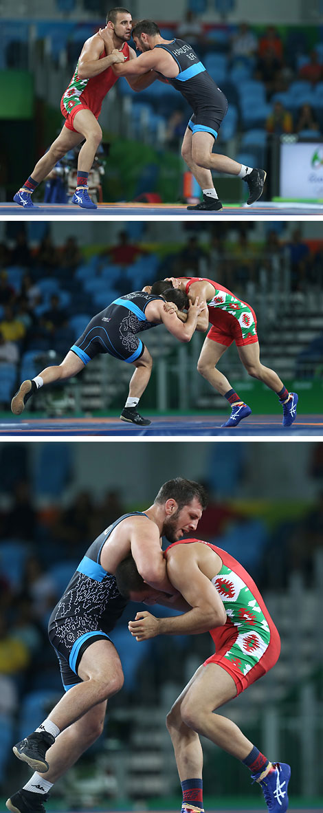 Javid Hamzatov (in black) and Nikolay Bayryakov (in red)