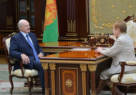 Working meeting between Belarus President Alexander Lukashenko and Chairperson of the Central Election Commission Lidia Yermoshina 