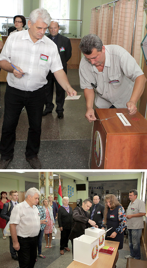 A polling station No.62 in Mogilev