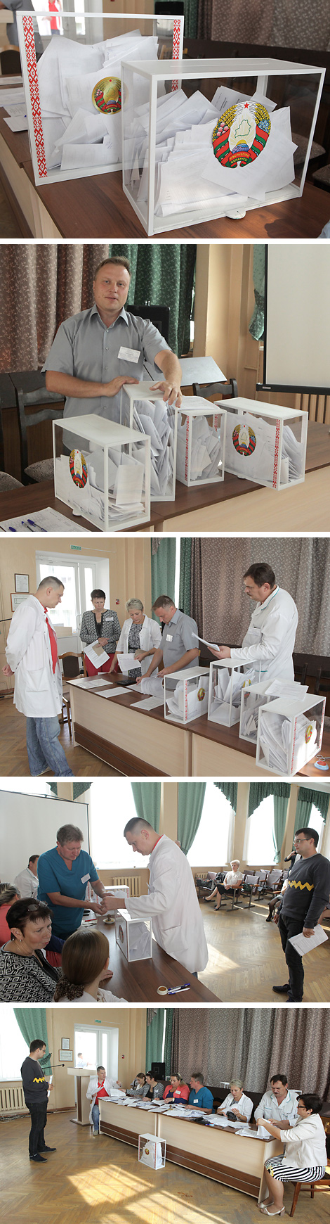 Ballot count at polling station of Mogilev Emergency Care Hospital 