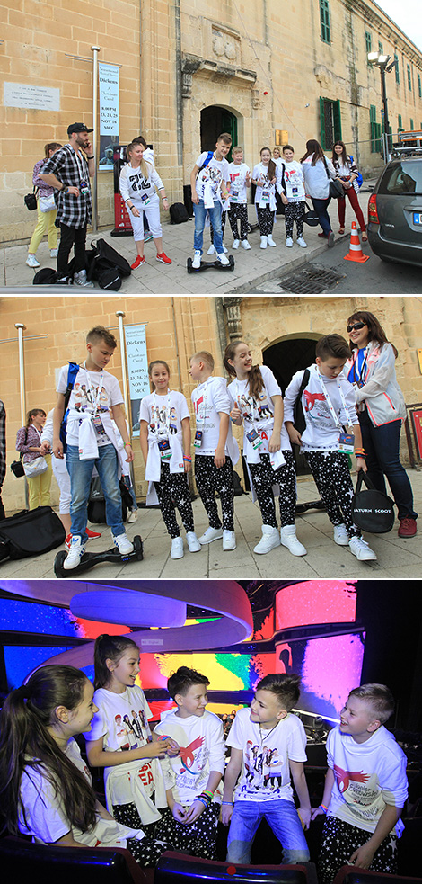 Belarusian participants of the Junior Eurovision 2016 visit the main arena of the contest